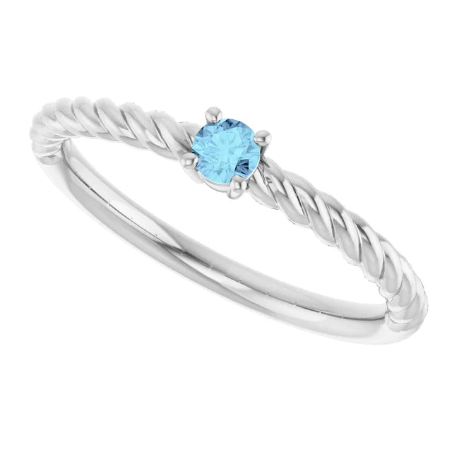 Rope Diamond Natural Aquamarine Ring