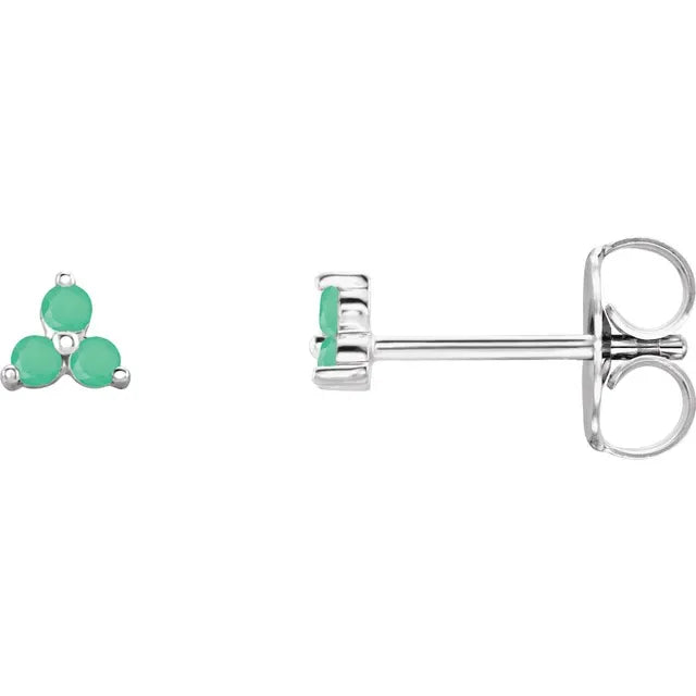 Gold Three Stone Earrings For Women