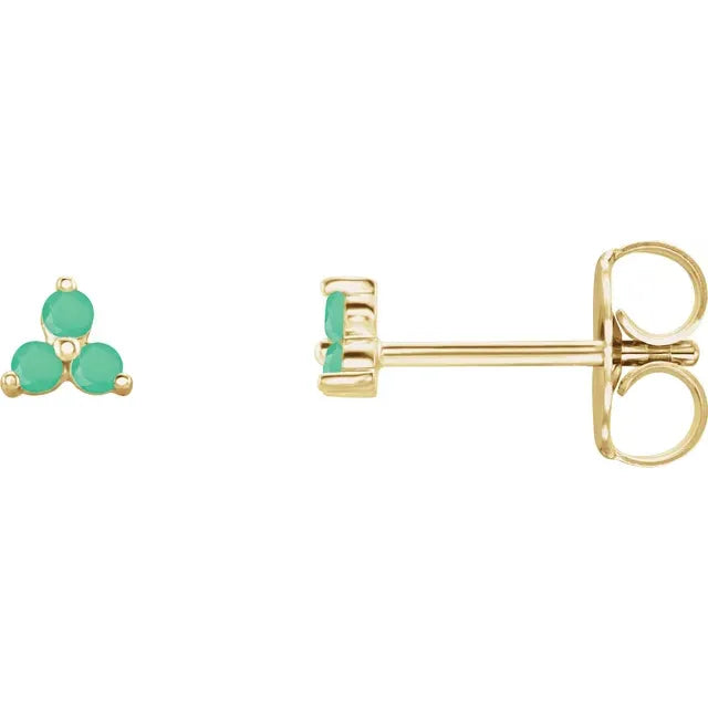 Gold Three Stone Earrings For Women