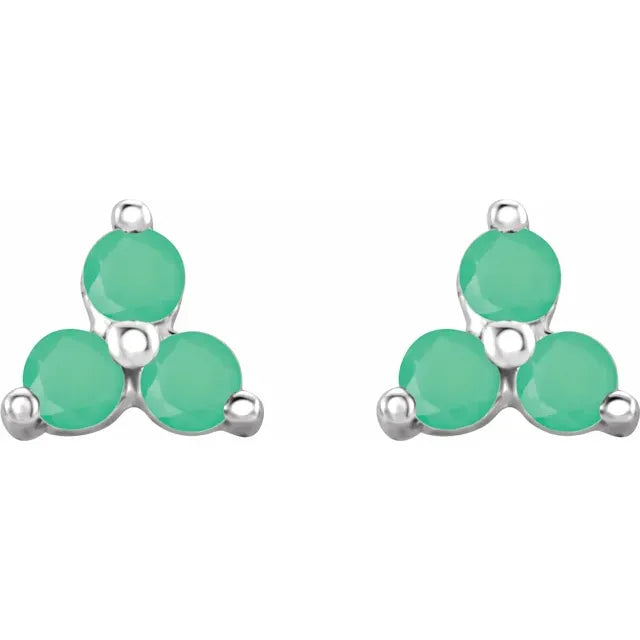 Gold Three Stone Earrings For Women