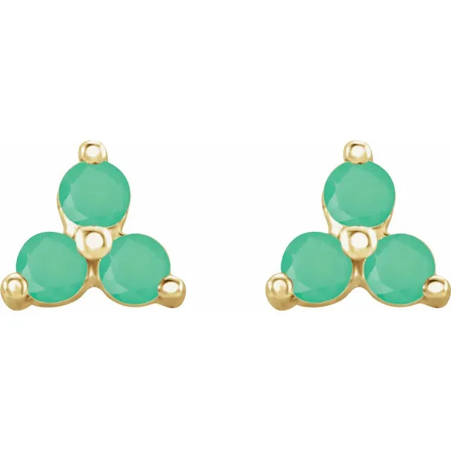 Gold Three Stone Earrings For Women