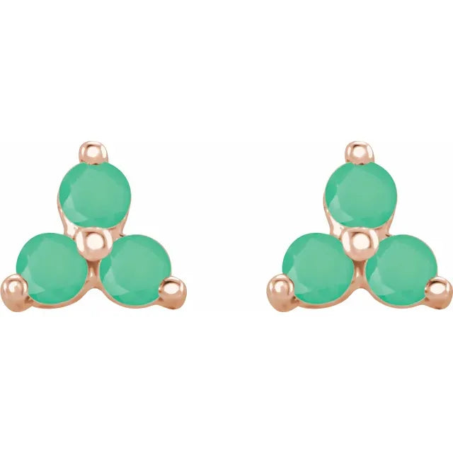 Gold Three Stone Earrings For Women