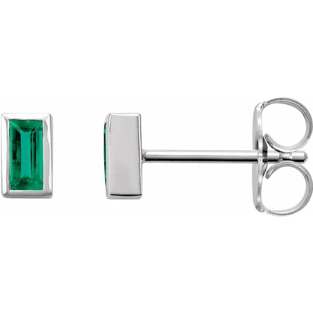 Natural emerald birthstone stud earrings