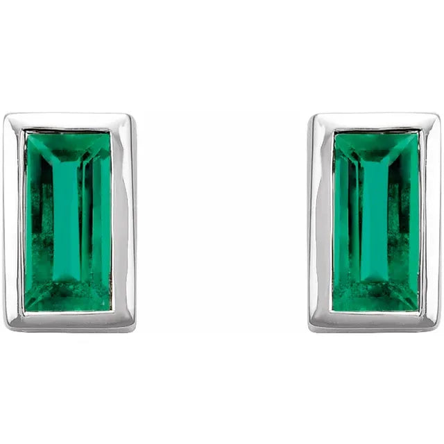 Natural emerald birthstone stud earrings