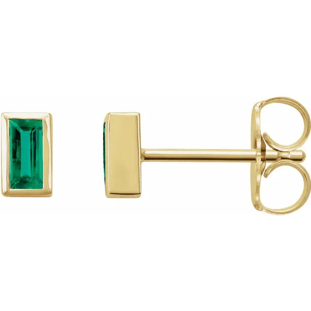 Natural emerald birthstone stud earrings