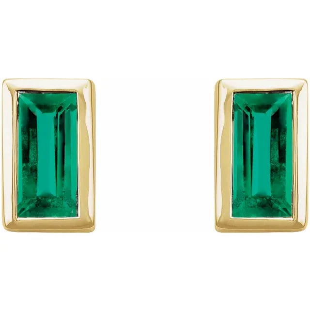 Natural emerald birthstone stud earrings