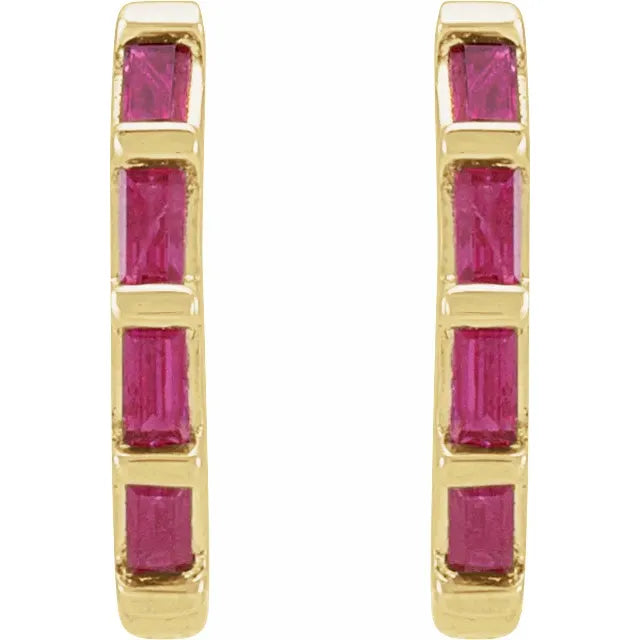 Ruby Huggie Hoop Earrings For Women