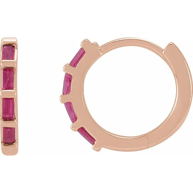 Ruby Huggie Hoop Earrings For Women