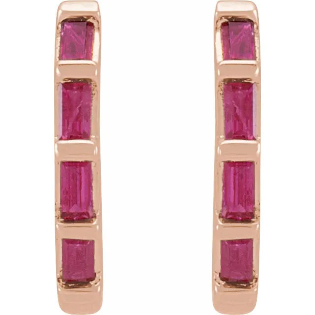 Ruby Huggie Hoop Earrings For Women
