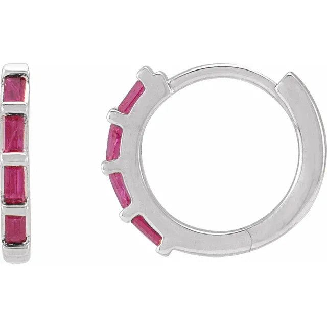 Ruby Huggie Hoop Earrings For Women