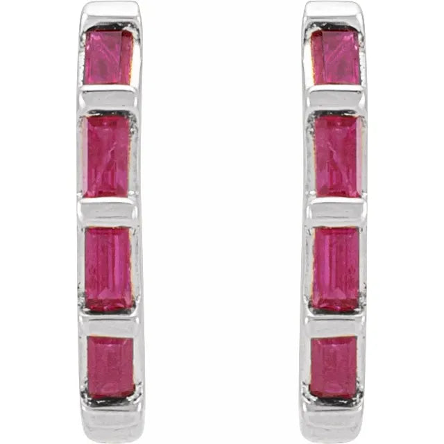 Ruby Huggie Hoop Earrings For Women