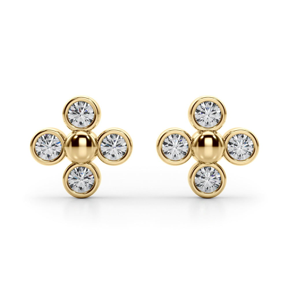 Bezel Setting Lab Grown Diamond Cluster Earrings