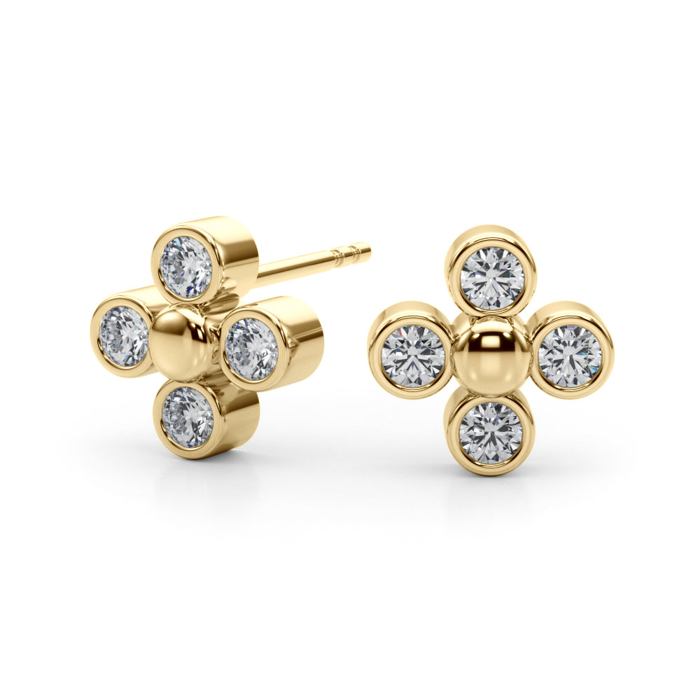 Bezel Setting Lab Grown Diamond Cluster Earrings
