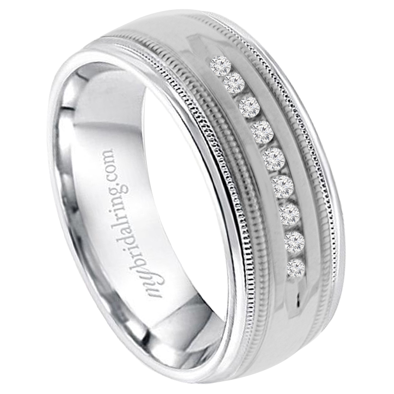 A Suave 7mm Mens Wedding Band In 14k White Gold