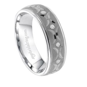 Exceptional 7mm Mens Wedding Band Set In 14k White Gold