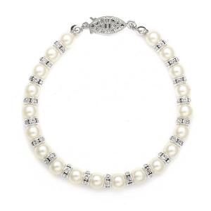 Alternating Pearl And Rondelle Wedding Bracelet