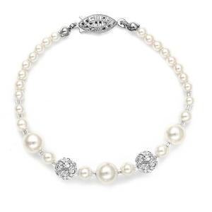 Best Selling Bridal Bracelet With Pearls & Rhinestone Fireballs