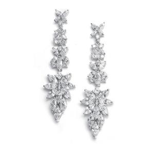 Bridal Earrings With Cubic Zirconia Marquis Cluster