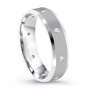 Multi-Stone Engagement Band In 14K White Gold