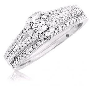 ROUND SOLITAIRE BRIDAL SET IN 14K WHITE GOLD