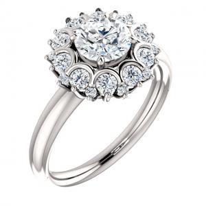 Round Diamond Floral-Inspired Bridal Set