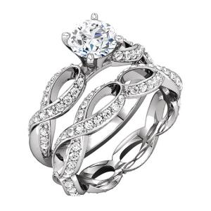 SCULPTURAL SEMI-MOUNT ENGAGEMENT BASE WITH MATCHING SCULPTURAL ETERNITY BAND
