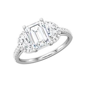 Three-Stone Emerald Diamond Bridal Set