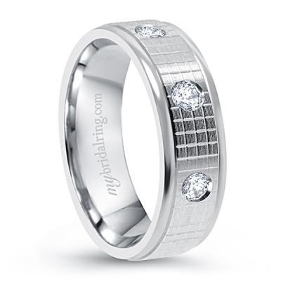 14k Three Damond Check Design Eternity Ring